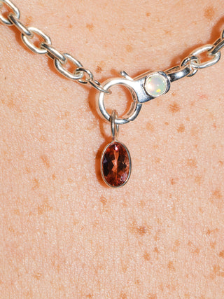Makin Me Blursh! Pink Tourmaline Oval Cut Charm in Sterling Silver