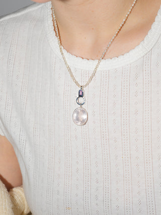 Cherish Rose Quartz Oval Cut Charm in Sterling Silver