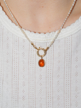 Sumo Orange Garnet Oval Cabochon Charm in Yellow 14k Gold