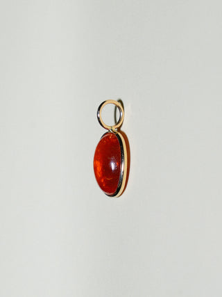 Sumo Orange Garnet Oval Cabochon Charm in Yellow 14k Gold