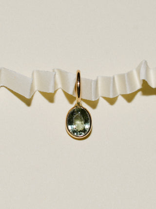 Laurel Green Sapphire Oval Cut Charm in Yellow 14k Gold
