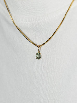 Laurel Green Sapphire Oval Cut Charm in Yellow 14k Gold