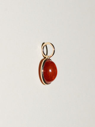 Marmalade Orange Garnet Oval Cabochon Charm in Yellow 14k Gold