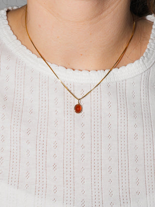 Marmalade Orange Garnet Oval Cabochon Charm in Yellow 14k Gold