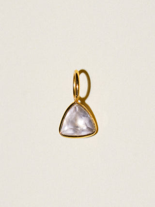 Cheeky Rose Quartz Trillion Cut Charm in Yellow 14k Gold