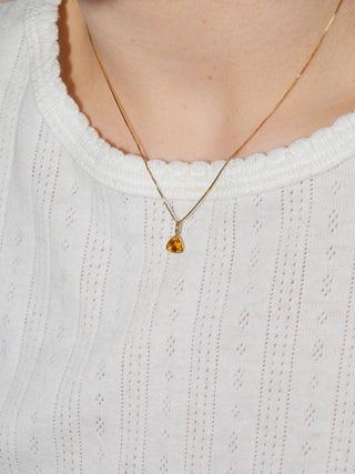 Golden Egg Citrine Trillion Cut Charm in Yellow 14k Gold