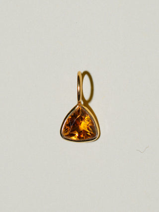 Golden Egg Citrine Trillion Cut Charm in Yellow 14k Gold