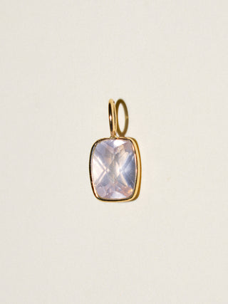 Crush on You Rose Quartz Rose Cushion Cut Charm in Yellow 14k Gold