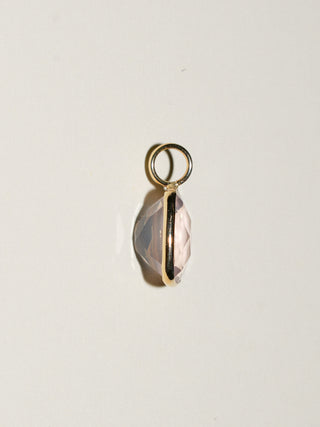 Amour Rose Quartz Cushion Cut Charm in Yellow 14k Gold