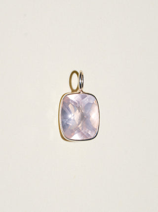 Darling Rose Quartz Cushion Cut Charm in Sterling Silver