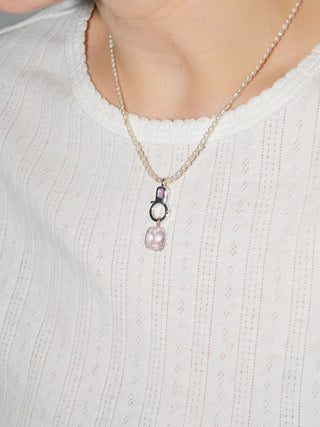 Darling Rose Quartz Cushion Cut Charm in Sterling Silver