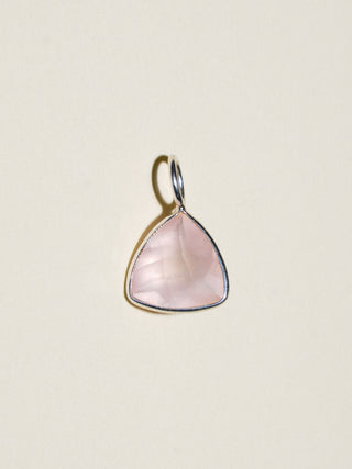 Dear Rose Quartz Trillion Cut Charm in Sterling Silver