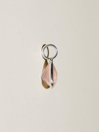 Dear Rose Quartz Trillion Cut Charm in Sterling Silver