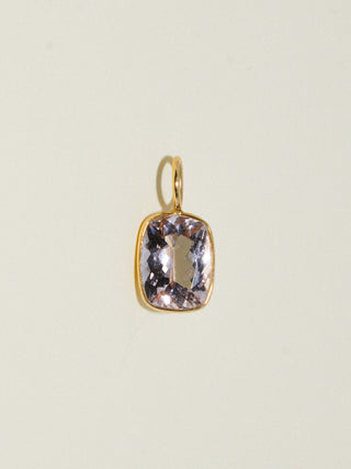 Leslie Morganite Cushion Cut Charm in Yellow 14k Gold