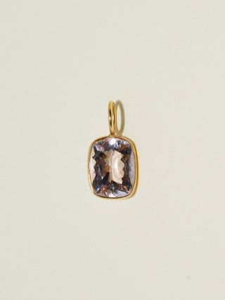 Leslie Morganite Cushion Cut Charm in Yellow 14k Gold