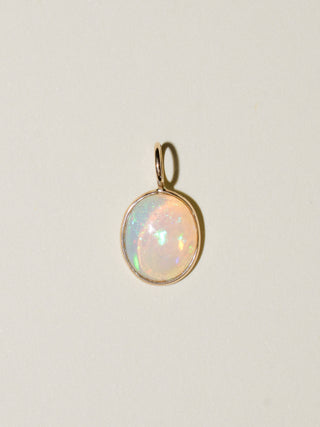 Rainbow Opal Oval Cut Cabochon Charm in 14k Yellow Gold