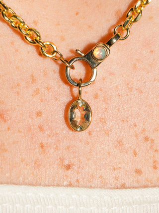 shot of Lemon Quartz Oval Cut Charm in Yellow 14k Gold