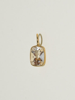Cake Lemon Quartz Cushion Cut Charm in Yellow 14k Gold