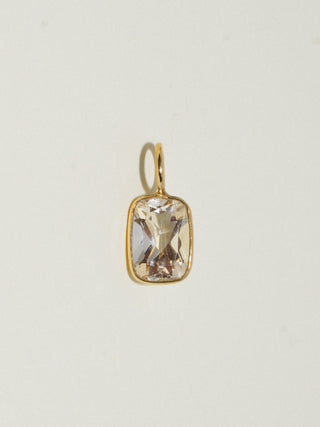 Cake Lemon Quartz Cushion Cut Charm in Yellow 14k Gold