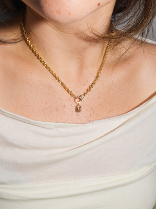 Cake Lemon Quartz Cushion Cut Charm in Yellow 14k Gold