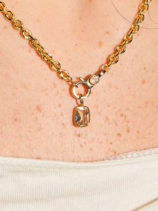 Cake Lemon Quartz Cushion Cut Charm in Yellow 14k Gold