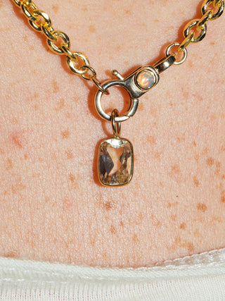Cake Lemon Quartz Cushion Cut Charm in Yellow 14k Gold