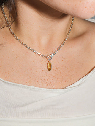 a little wedge Lemon Quartz Rose Oval Cut Charm in Sterling Silver