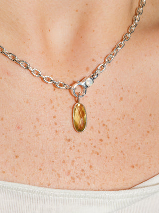 a little wedge Lemon Quartz Rose Oval Cut Charm in Sterling Silver