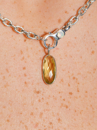 a little wedge Lemon Quartz Rose Oval Cut Charm in Sterling Silver