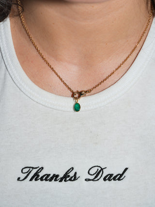 Get the Horns Emerald Oval Cut Charm in Yellow 14k Gold