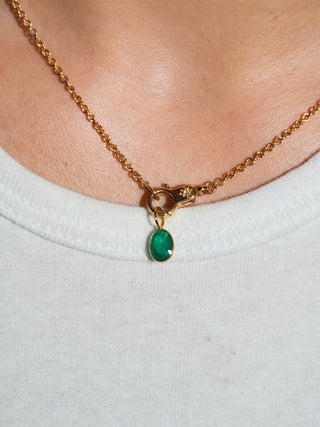 Get the Horns Emerald Oval Cut Charm in Yellow 14k Gold