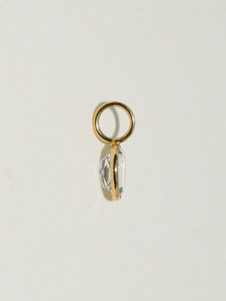 Clean Slate White Zircon Oval Cut Charm in Yellow 14k Gold