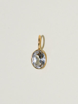Clean Slate White Zircon Oval Cut Charm in Yellow 14k Gold