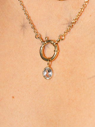 Clean Slate White Zircon Oval Cut Charm in Yellow 14k Gold