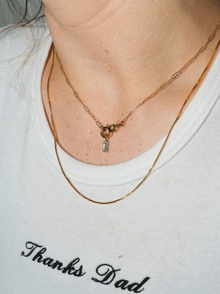 Cloudy Horizon White Zircon Baguette Cut Charm in Yellow 14k Gold