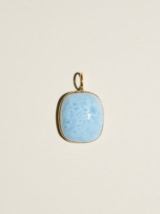 Blast Larimar Cushion Cabochon Charm in Yellow 14k Gold