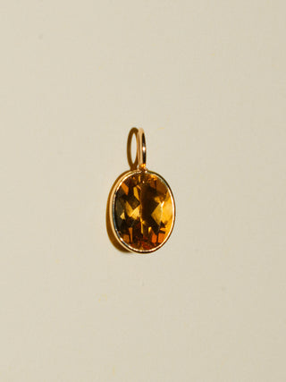 Sunset Citrine Oval Cut Charm in Yellow 14k Gold
