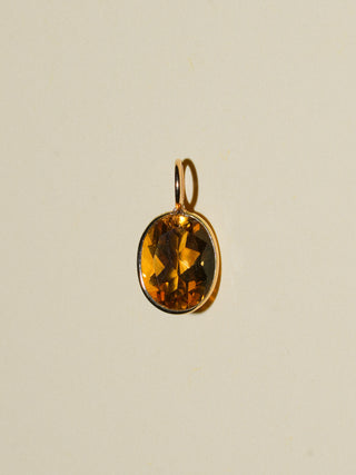 Sunset Citrine Oval Cut Charm in Yellow 14k Gold