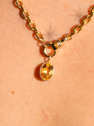 Sunset Citrine Oval Cut Charm in Yellow 14k Gold