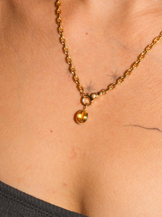 Sunset Citrine Oval Cut Charm in Yellow 14k Gold