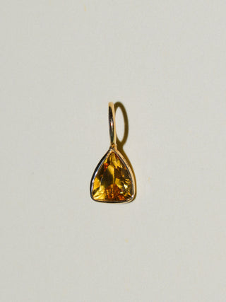 Macaroni Citrine Trillion Cut Charm in Yellow 14k Gold