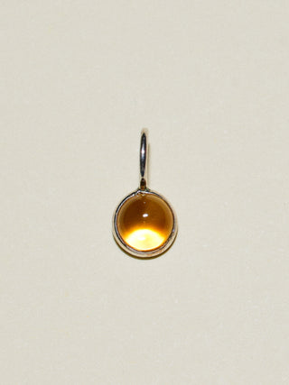 Sunset Beach Citrine Round Cabochon Charm in Sterling Silver