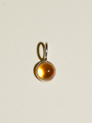 Sunset Beach Citrine Round Cabochon Charm in Sterling Silver