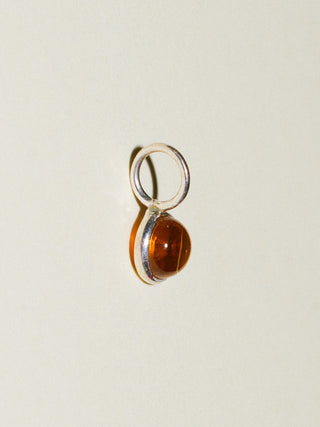 Sunset Beach Citrine Round Cabochon Charm in Sterling Silver