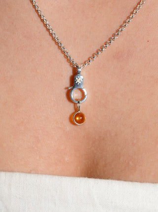 Sunset Beach Citrine Round Cabochon Charm in Sterling Silver