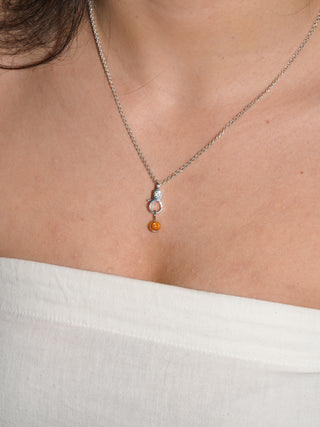 Sunset Beach Citrine Round Cabochon Charm in Sterling Silver