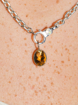 Sunraay Citrine Oval Cut Charm in Sterling Silver