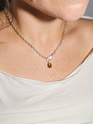 Sunraay Citrine Oval Cut Charm in Sterling Silver