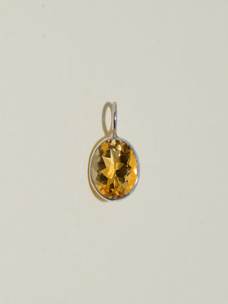 Sunraay Citrine Oval Cut Charm in Sterling Silver