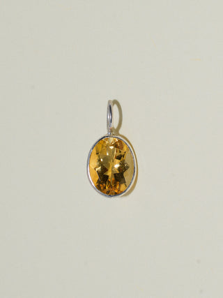 Sunraay Citrine Oval Cut Charm in Sterling Silver